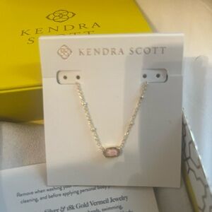 Kendra Scott Silver Necklace with Pink Stone